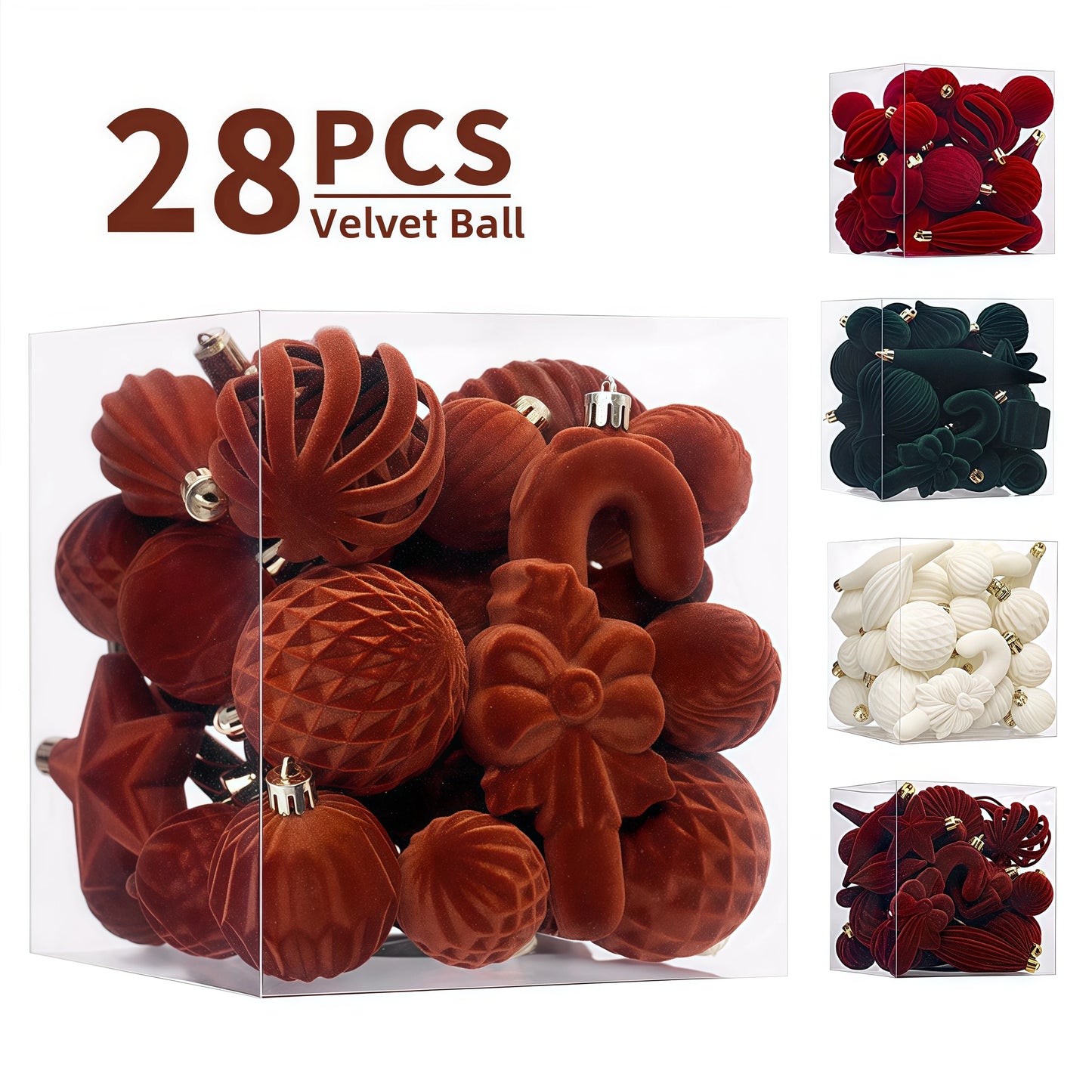 Royal Velvet Christmas Balls – Multi-Size 28pcs Ornament Bundle