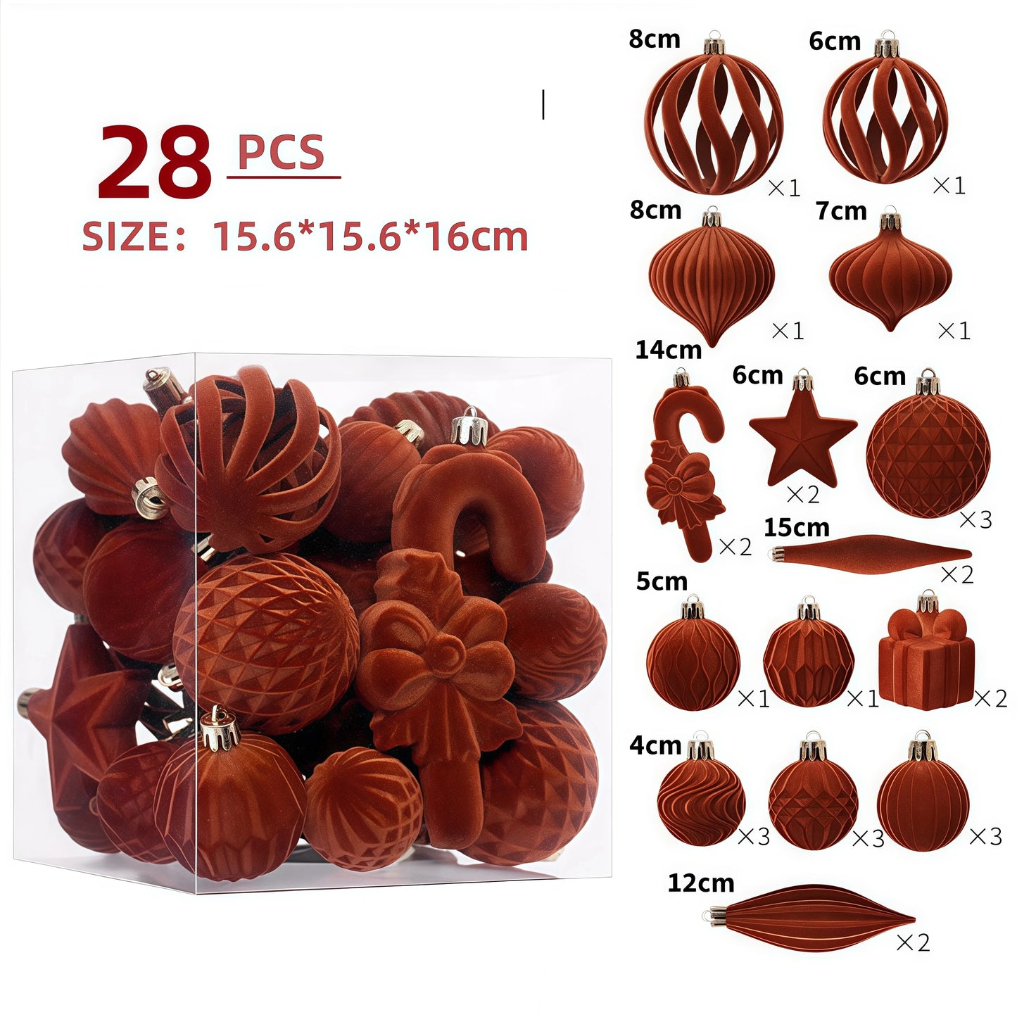 Royal Velvet Christmas Balls – Multi-Size 28pcs Ornament Bundle