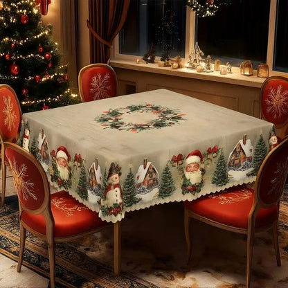 FrostGlow- Golden santa luxe Tablecloth