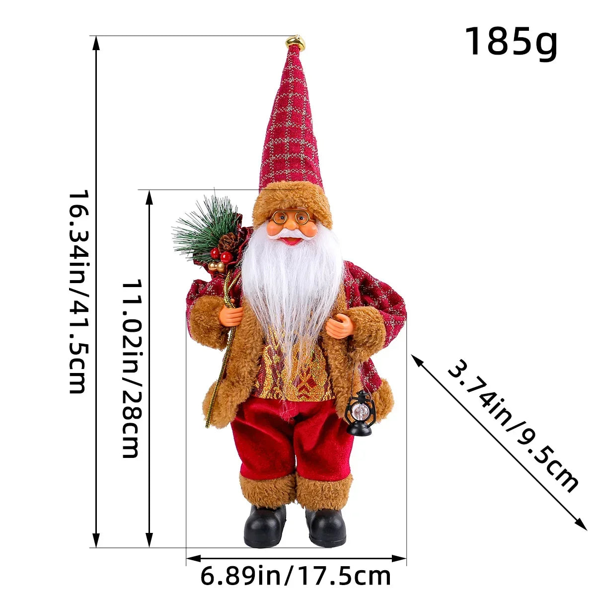 LED Light-Up Christmas Santa Doll – 30cm Holiday Decoration