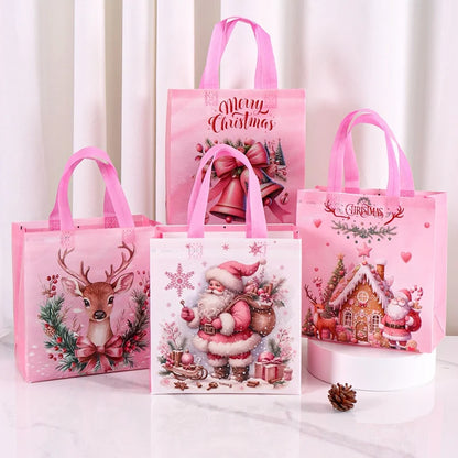 4/8pcs Christmas Gift Bag Santa Non-Woven Bag Christmas Decorations For Home 2025 Xmas Navidad Noel Gifts New Year Packaging Bag