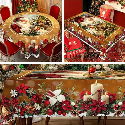 FrostGlow- Golden santa luxe Tablecloth