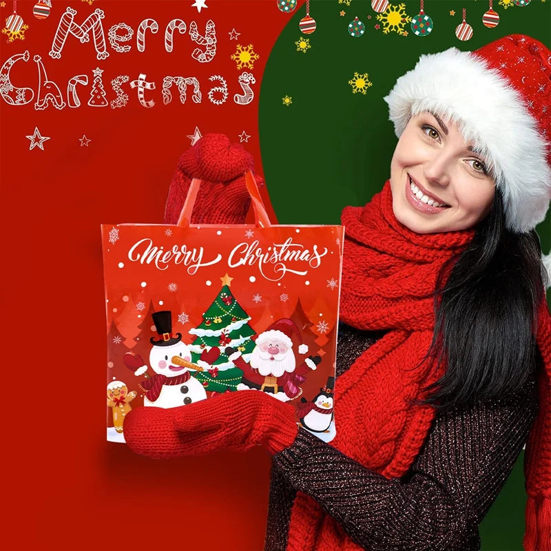 6pcs Christmas Gift Bags Santa Claus Tote Bag Christmas Decorations for Home 2025 Xmas Navidad Noel New Year Gifts Packaging Bag