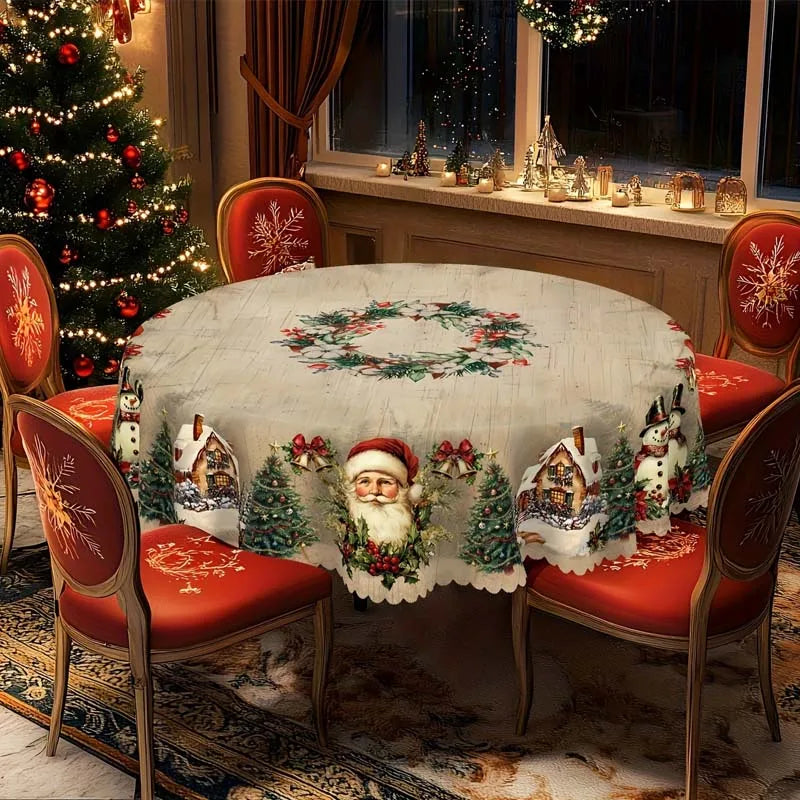 FrostGlow- Golden santa luxe Tablecloth